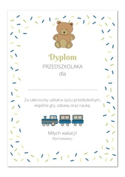 Dyplom A4 przedszkolaka koniec roku PRZEDSZKOLE