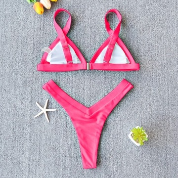 BIKINI PUSH UP STRINGI SEXY STRÓJ KĄPIELOWY RÓŻOWY