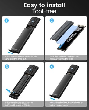 ORICO Adapter obudowy SSD M.2 NVMe SATA, z aluminium USB-C