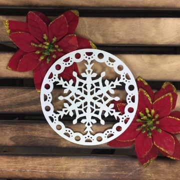 BOMBKA ZAWIESZKA AŻUR ŚNIEŻYNKA CHOINKOWA 30CM