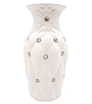 Белая гламурная ваза с кристаллами, стеганая бутылка