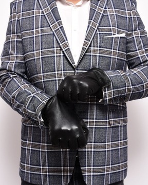 RĘKAWICZKI SKÓRZANE MĘSKIE CZARNE OCIEPLANE SKÓRA