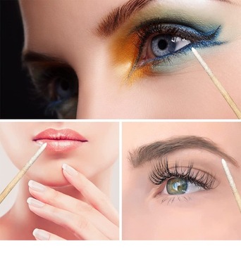 Деревянные косметические палочки с ватой 100 шт.