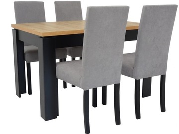 ROZKŁADANY stół 80x120/160 blat DĄB ARTISAN i 4 TAPICEROWANE krzesła FOTEL