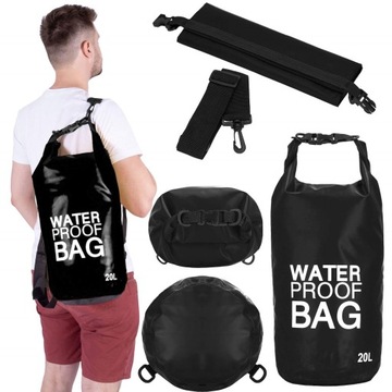 WOREK NA KAJAK WODOODPORNY PACK WODOSZCZELNY 20L TORBA WODOSZCZELNA PLECAK