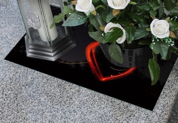 Подставка из закаленного стекла для кладбищенских свечей, узор СЕРДЦЕ, 40х30см