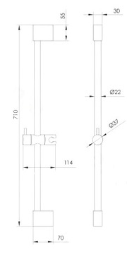 ДУШЕВАЯ рейка FI 22 ХРОМ + РЕГУЛИРУЕМАЯ ВЫДВИЖНАЯ РУЧКА ДЛИНА 700 ММ