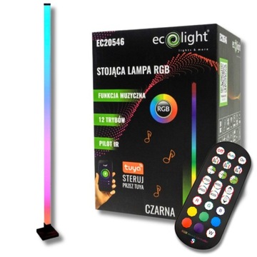 LAMPA STOJĄCA PODŁOGOWA MUZYCZNA RGB APLIKACJA TUYA PILOT BIAŁA