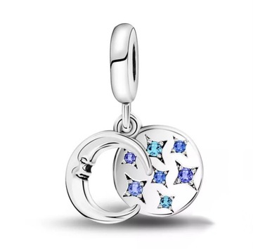 Charms Zawieszka Śpiący Księżyc z gwiazdami