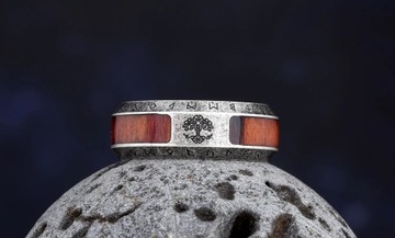 СЕРЕБРЯНОЕ ОБРУЧАЛЬНОЕ КОЛЬЦО С ПЕЧАТКОЙ КОЛЬЦО ДЕРЕВО ЖИЗНИ ДЕРЕВЯННЫЕ РУНЫ R22