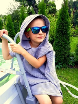 ПОНЧО с капюшоном БАННОЕ ПОЛОТЕНЦЕ вафельное 10 лет +