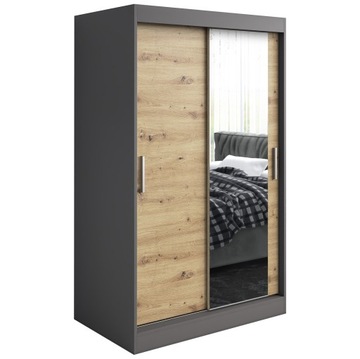 Szafa przesuwna 120cm 2 wnętrza ANTRACYT + ARTISAN