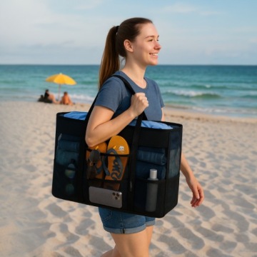 XXL Большая пляжная сумка из складной сетки - резистентные пляжные сумки