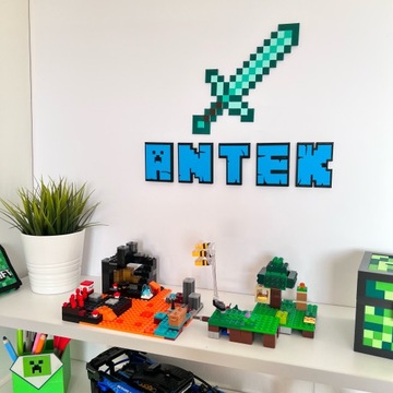 Наклейка с незеритовым мечом в стиле MINECRAFT 3D декорации, ЭКО украшение комнаты.
