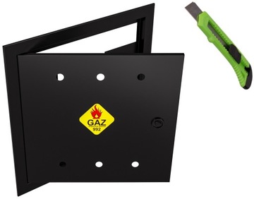 DRZWICZKI I RAMKA SKRZYNKA GAZOWA 400x400 CZARNA GAZ SZAFKA + NÓŻ GRATIS