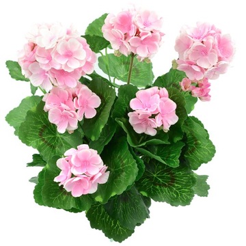 PELARGONIA SZTUCZNA GĘSTA GAŁĄZKA BUKIET KWIATÓW JASNY RÓŻ NA BALKON