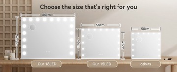 Мерцающее зеркало для макияжа 58x45 см с 15 светодиодами в голливудском стиле ELECWISH