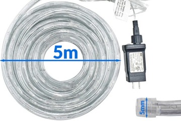 ДЛИННАЯ ВНЕШНЯЯ ВОДОНЕПРОНИЦАЕМАЯ СВЕТОДИОДНАЯ СТРОЧКА ТЕПЛОГО СВЕТА ШЛАНГ 5м