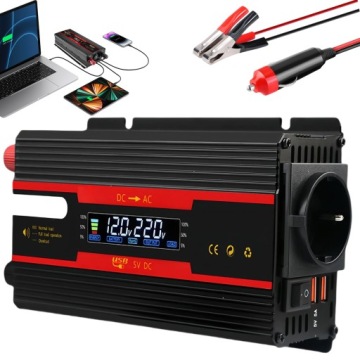 Měnič Napětí Napětí DC 12V/24V Na Ac 220V Usb Zásuvka 5A 2000W Camping