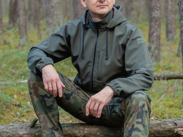 Kurtka wojskowa Softshell wodoodporna + flagi r. M