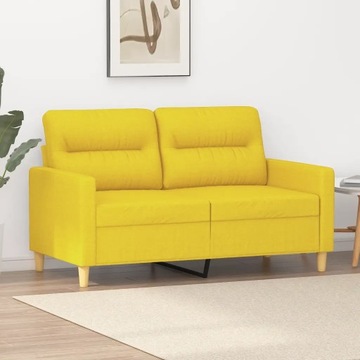 vidaXL Sofa 2-osobowa, jasnożółta, 120 cm, tapicerowana tkaniną
