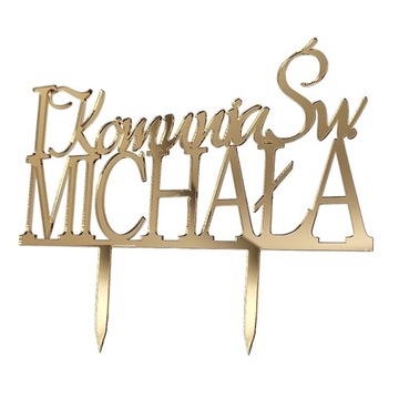 Топпер для торта причастия с ИМЯ, золото, топпер для торта причастия, ИМЯ, золотое зеркало