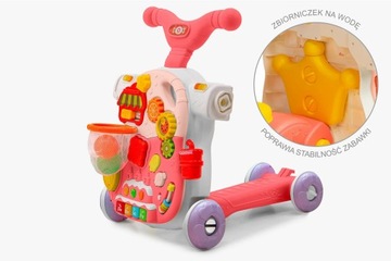 ROWER PCHACZ HULAJNOGA JEŹDZIK STOLIK EDUKACYJNY 4W1 RÓŻOWY