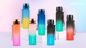 БУТЫЛКА ДЛЯ ВОДЫ ТРИТАН 1 Л Мотивационная бутылка с мерным стаканчиком, синий и бирюзовый