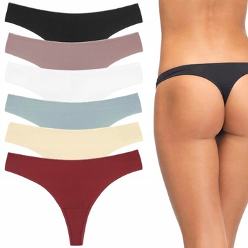 6 x BEZSZWOWE LASEROWE STRINGI DAMSKIE kolory L/XL