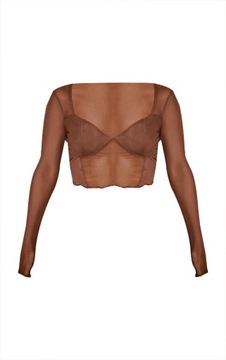 O002E19 УКОРОЧЕННЫЙ ТОП PrettyLittleThing КОРИЧНЕВАЯ СЕТКА 40