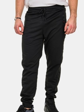 Spodnie dresowe męskie joggery bawełniane kieszenie na zamek czarne 2XL/3XL