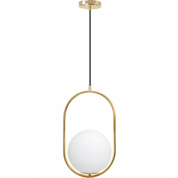 Lampa sufitowa szklana mleczna kula APP473 złota
