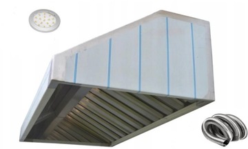 Nowy Okap Gastronomiczny 180x70x40 Filtry RURA Oświetlenie led