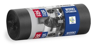 Worki na śmieci Anna Zaradna 35L 15 szt. czarne