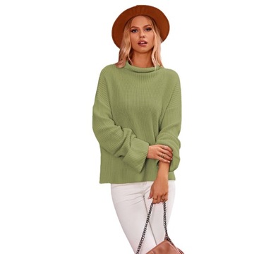 Damski nowy sweter z golfem, sweter z dzianiny