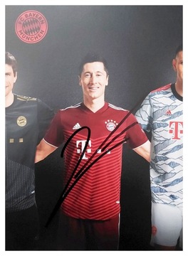 ROBERT LEWANDOWSKI karta oryginalny AUTOGRAF Bayern Monachium FC Barcelona