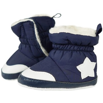 Buty niemowlęce śniegowce granatowe ocieplane NIECHODKI 0-6M 56-68