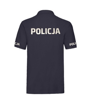 Koszulka męska Policja odblask granatowa Policyjna fruit of the loom XL