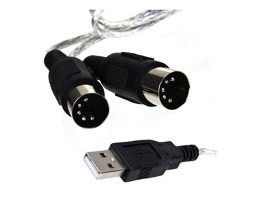 MIDI interfejs na USB dwustronny kabel MIDI 2m