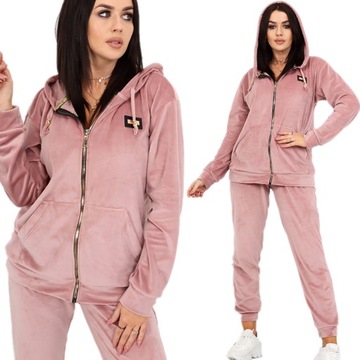 DRES DAMSKI KOMPLET WELUROWY 36/38 S/M BR RÓŻOWY
