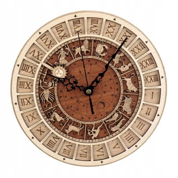 Astronomiczny Zegar Ścienny Retro Drewniany