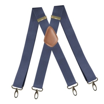 Szelki dla mężczyzn, unisex, spodnie z elastycznymi paskami, 4 klipsy x w kształcie, niebieskie