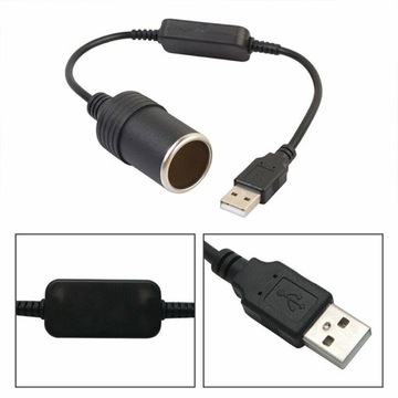 USB-переходник прикуривателя автомобиля 5 В, черный
