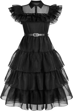 WEDNESDAY ADDAMS STRÓJ KARNAWAŁOWY BAL SUKIENKA KOSTIUM ROZM.XL 134 /140