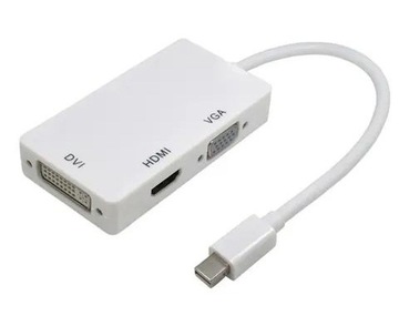 ADAPTER MINI DISPLAYPORT -> HDMI + VGA + DVI - DO MONITORÓW I PROJEKTORÓW