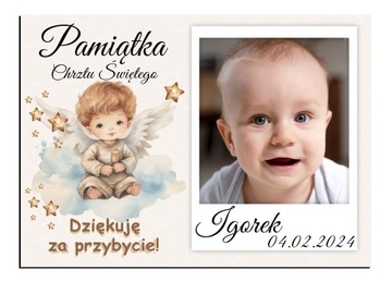 FOTO MAGNES Podziękowanie dla gości ze zdjęciem Chrzest Roczek 10x7cm O32
