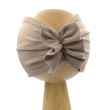 Opaska SZEROKA turban kakaowy beż na obwód 40-43