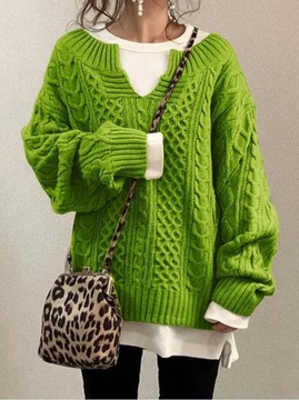 Women Pullovers Knit Sweater Warm Long Sleeve Half Open Collar Tops Knitted
