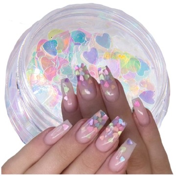 Pyłek do paznokci MAGIC GEM 08 HOLO fluo serduszka