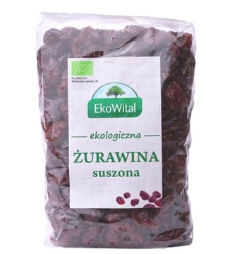 EKOWITAL EKOLOGICZNA ŻURAWINA SUSZONA SŁODZONA CUKREM TRZCINOWYM BIO 500g